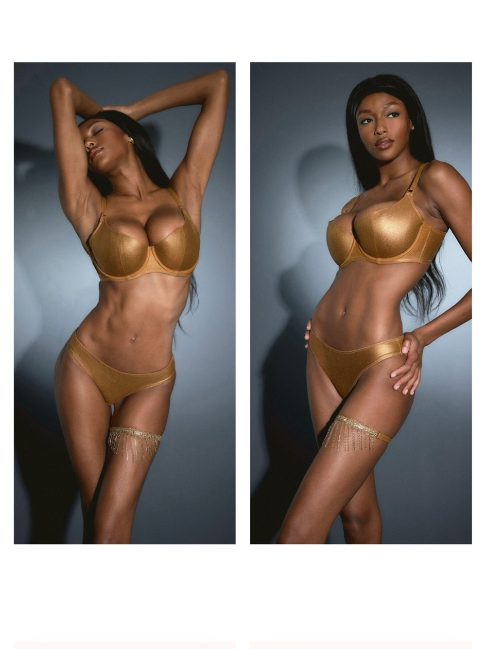 Agent Provocateur Metallic Gold Underwire Bra&Bikini Set.Can worn like swimsuit